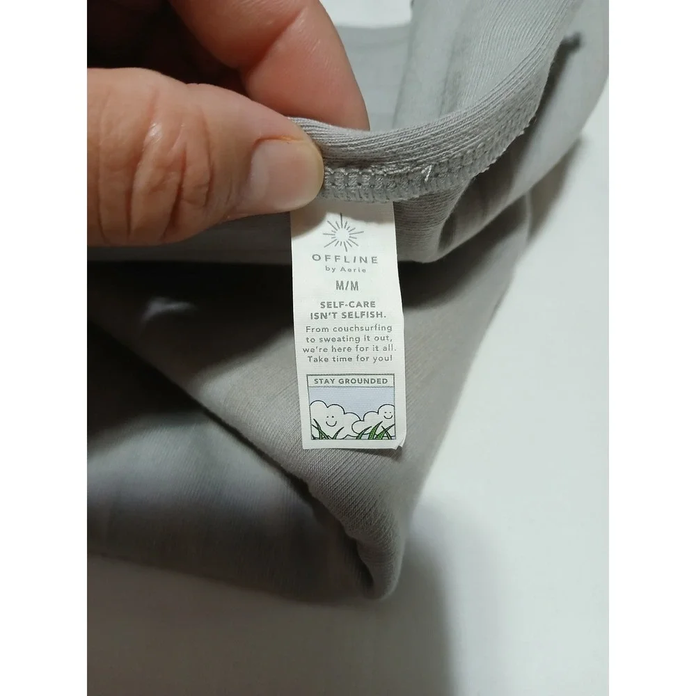 OFFLINE by Aerie OG Original Ribbed Mini Skirt Grey Lettuce Edge Womens Medium